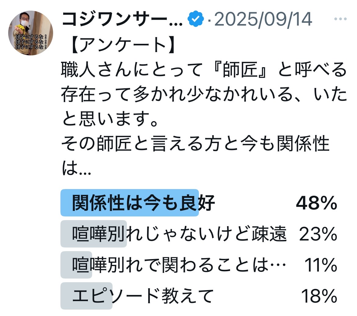 師匠と弟子の継続的な関係性