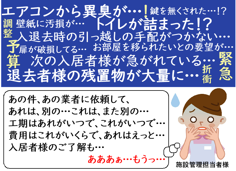 施設管理者様のお悩み事 施設管理者様のお悩み事