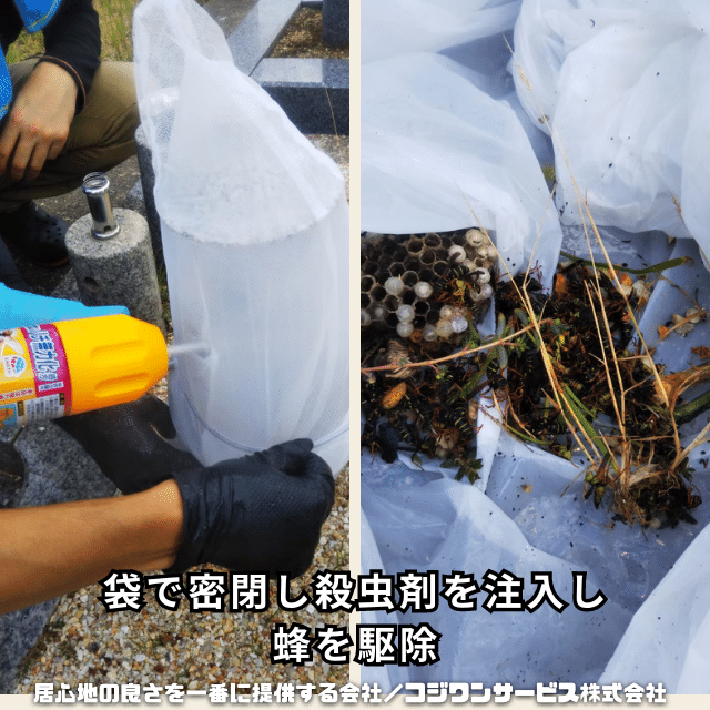 蝋燭立の中に蜂の巣