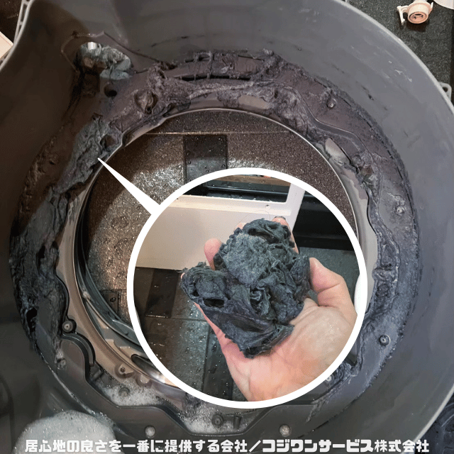 ドラムカバー裏の大量のホコリ
